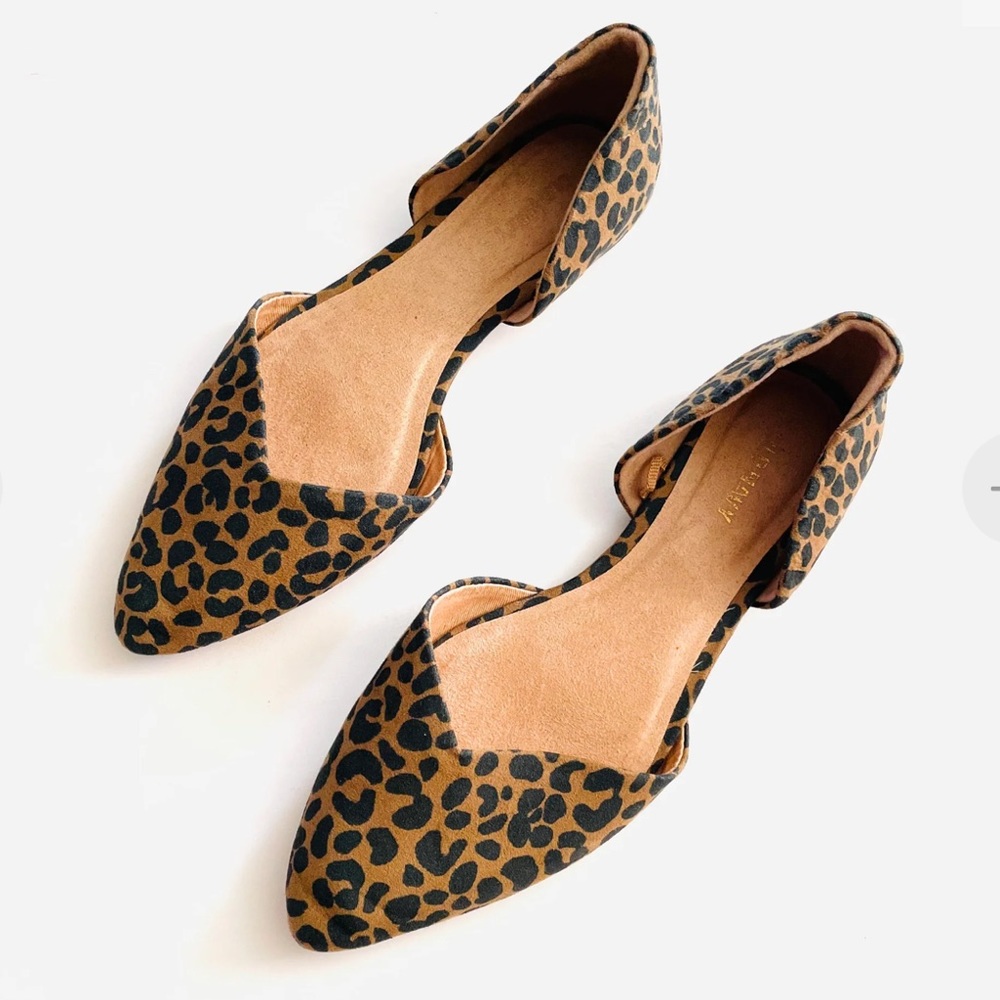 Pointy-Toe D'Orsay Flats (Leopard Print)
